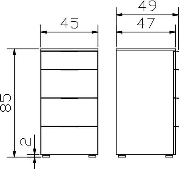 Hasena Kommode Quatro weiss Anthrazit montiert Bild 2