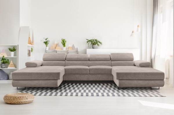 AX LIVING Sofa U Form mit Schlaffunktion – Arborio U 352 cm in Beige