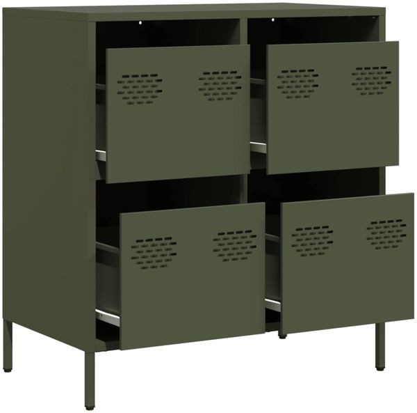 Sideboard, Kommode Olivgrün 68x39x73,5 cm Kaltgewalzter Stahl j2263p Bild 4