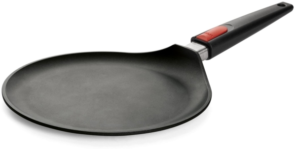 WOLL Guss-Crépepfanne NOWO Titanium Induction Ø 26 cm – Guss-Aluminium mit Titan-Diamantversiegelung, abnehmbarem Griff, induktionsgeeignet, ofenfest bis 250 °C & spülmaschinenfest