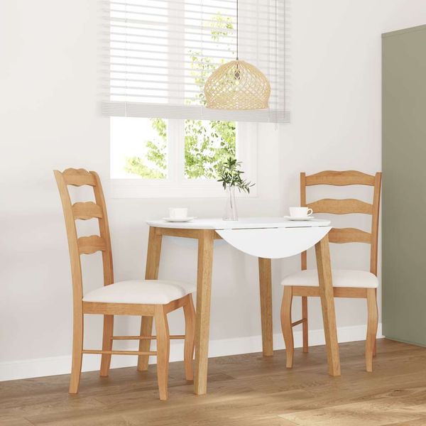 vidaXL Esszimmerstühle mit Kissen 2 Stk. Natur Massivholz Gummibaum 4102493