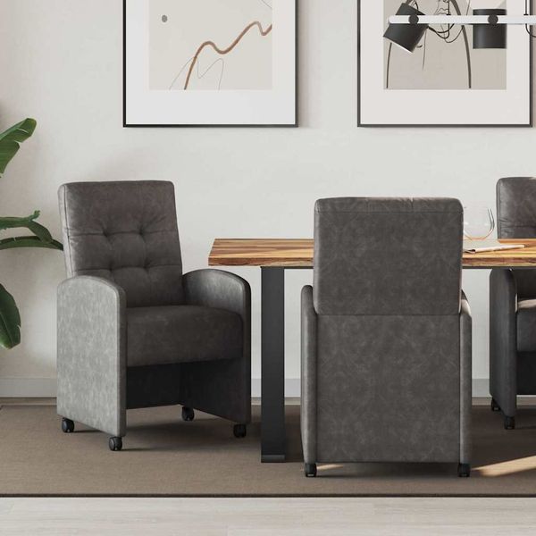 vidaXL Esszimmerstühle mit Rollen 2 pcs Schwarz 58 x 67 x 97 cm 42017892