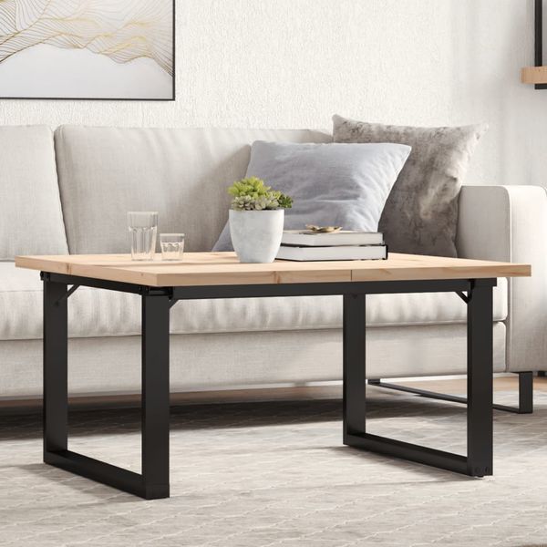 vidaXL Couchtisch O-Gestell 80x80x45,5cm Massivholz Kiefer & Stahl 3282729