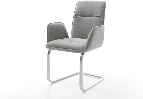 Freischwinger Vinja-Flex Strukturstoff Soft Grau Freischwinger flach Edelstahl