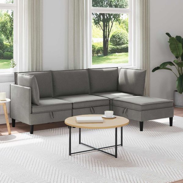 vidaXL Wohnzimmergarnitur 4 pcs Dunkelgrau Stoff 3413805