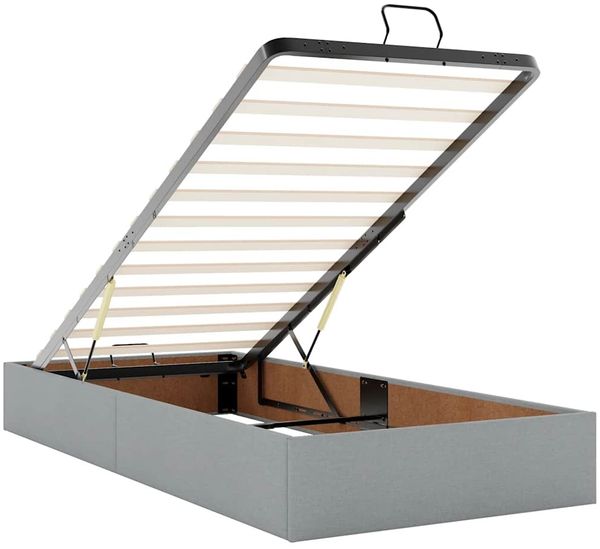 vidaXL Ottoman-Bett mit Matratzen & LEDs Hellgrau 180x200 cm Stoff 3314520 Bild 11