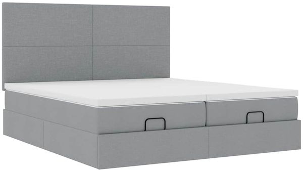 vidaXL Ottoman-Bett mit Matratzen & LEDs Hellgrau 180x200 cm Stoff 3314520 Bild 7