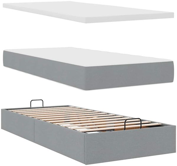 vidaXL Ottoman-Bett mit Matratzen & LEDs Hellgrau 180x200 cm Stoff 3314520 Bild 12