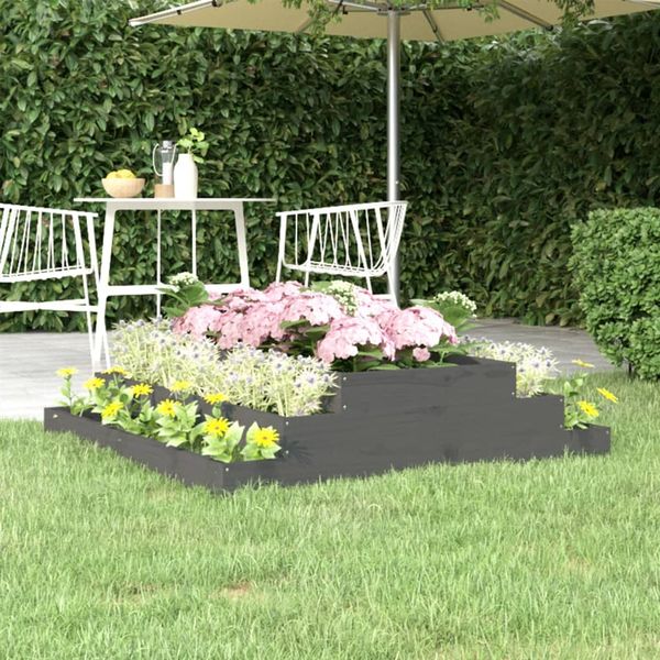 vidaXL Pflanzkübel Grau 110x110x27 cm Massivholz Kiefer 823901