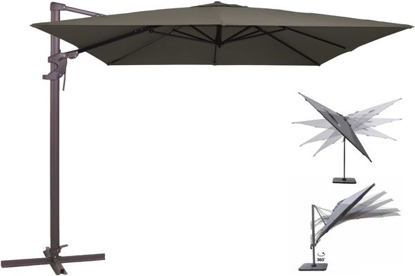 Madison Alu-Ampelschirm "Flex", anthrazit, 3x3 m