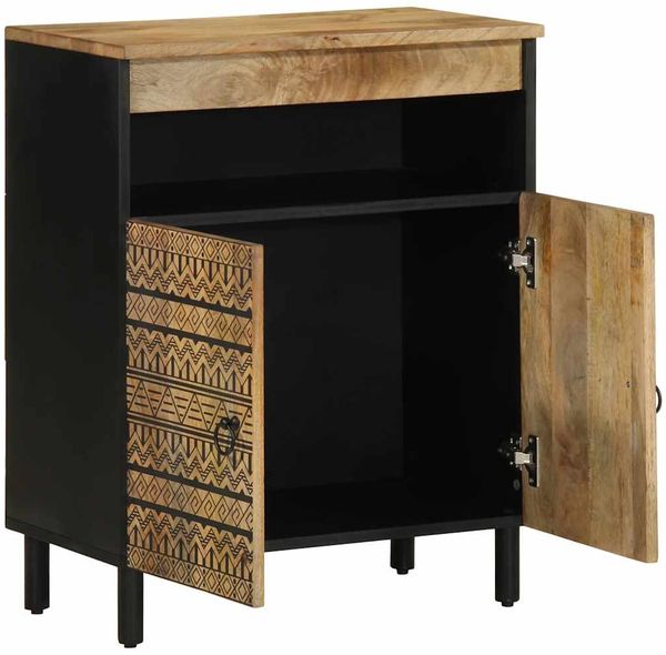 Sideboard, Kommode 60x33,5x75 cm Raues Mangoholz j682p