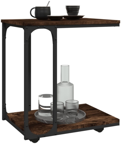vidaXL Beistelltisch mit Rollen Räuchereiche 50x35x55,5 cm 825809 Bild 7