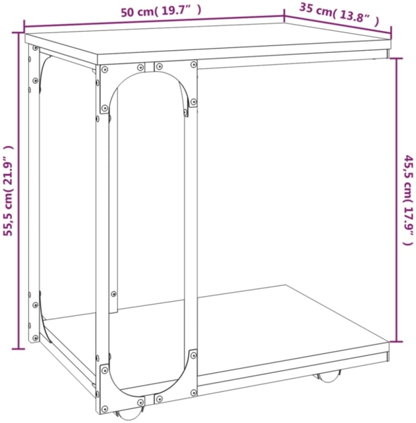 vidaXL Beistelltisch mit Rollen Räuchereiche 50x35x55,5 cm 825809 Bild 3