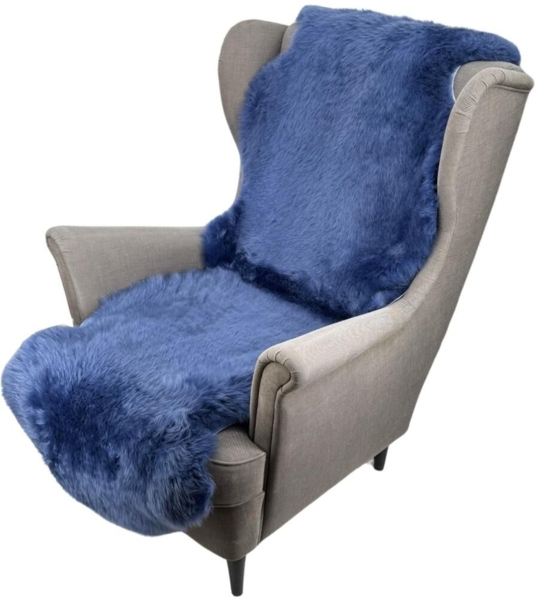 Lammfell Läufer 2 Felle zusammengenäht Blau