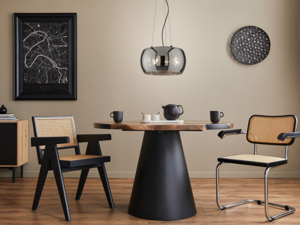 LED Pendelleuchte 3-flammig rund aus Rauchglas Industrial, Ø 40cm Bild 5