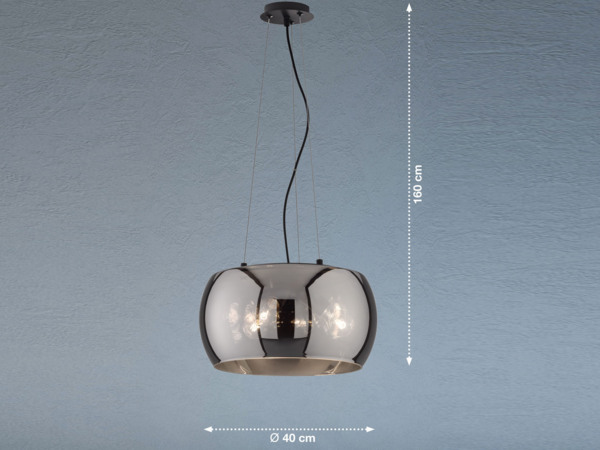 LED Pendelleuchte 3-flammig rund aus Rauchglas Industrial, Ø 40cm Bild 4
