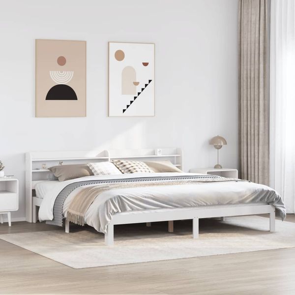 vidaXL Bettgestell mit Kopfteil ohne Matratze Weiß 200x200 cm 3306797