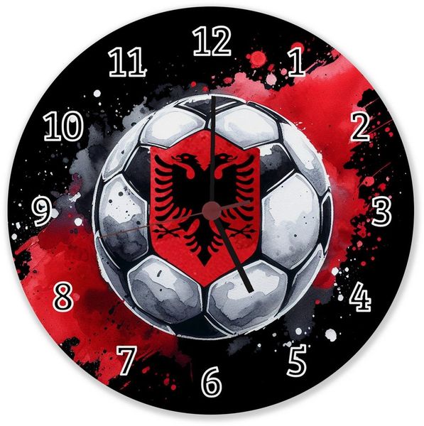 speecheese Wanduhr Fußball Albanien Wanduhr aus Alu