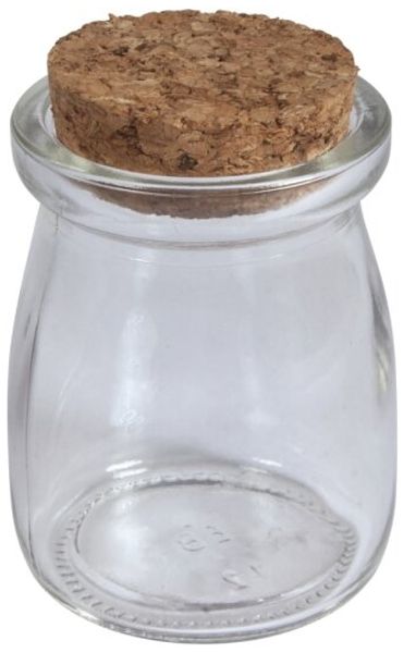Glas Gefäß m. Kork Deckel, 5cm ø, 7cm, 100ml, Öffnung 4cm