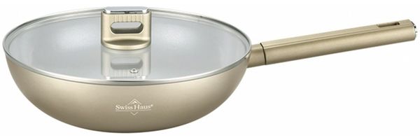 Wok-Pfanne mit Glasdeckel Ø30 Antihaft Induktion Swiss Haus SH-SCW30CH