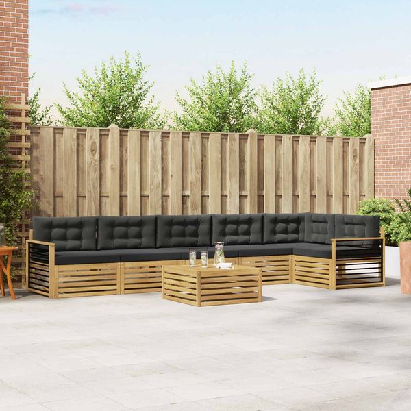 vidaXL Outdoor-Sofagarnitur mit Kissen 7 pcs Weiß und Anthrazit 3390617