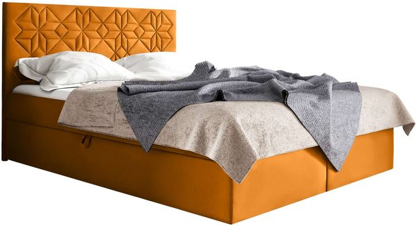99rooms Montana Boxspringbett 180x200 cm Velours MONOLITH Gelb Bild 3