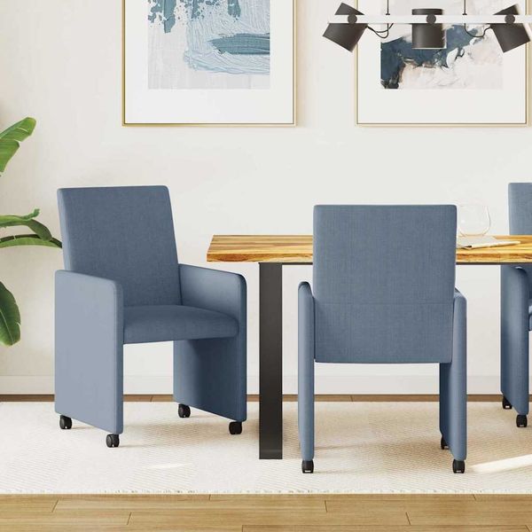 vidaXL Esszimmerstühle mit Rollen 2 pcs Blau 57 x 66 x 94 cm Cordstoff 42017804