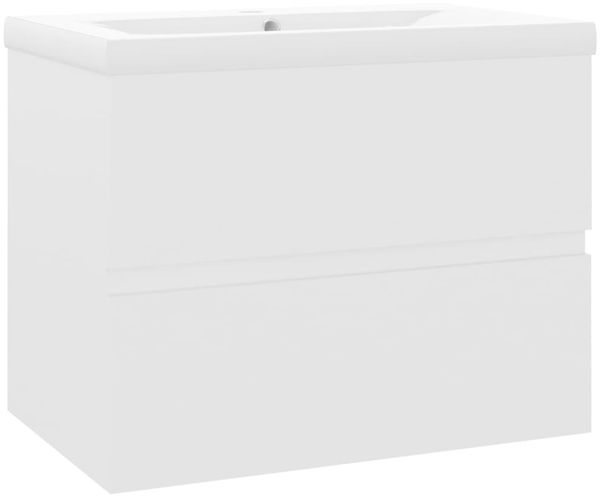 Waschbeckenunterschrank, Badschrank, Unterschrank mit Einbaubecken Weiß Holzwerkstoff j233p