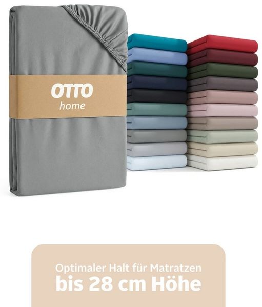 OTTO home Spannbettlaken BLACKBERRY in BASIC und PREMIUM Qualität, 100% Baumwolle, Jersey (160 g/m), Gummizug: rundum, (1 Stück), für hohe Matratzen bis 28 cm, Bettlaken, Spannbetttuch, pflegeleicht