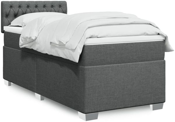 vidaXL Boxspringbett mit Matratze Dunkelgrau 100x200 cm Stoff 3285807