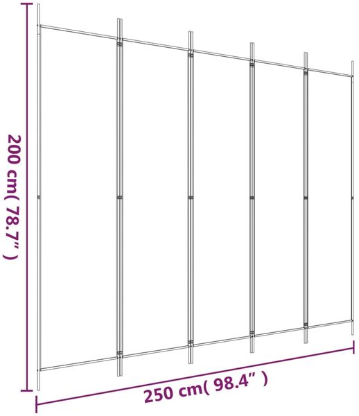 vidaXL 5-tlg. Paravent Schwarz 250x200 cm Stoff 350189 Bild 8