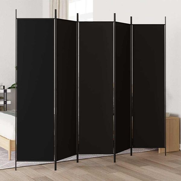 vidaXL 5-tlg. Paravent Schwarz 250x200 cm Stoff 350189