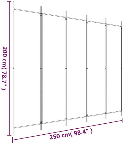 vidaXL 5-tlg. Paravent Schwarz 250x200 cm Stoff 350189 Bild 9