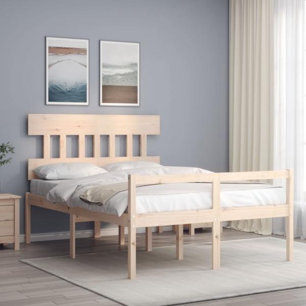 vidaXL Seniorenbett mit Kopfteil 140x190 cm Massivholz 3195396