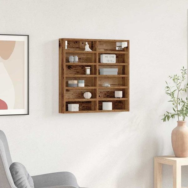 vidaXL Vitrine mit Regal Altholz 60 x 8,5 x 58 cm Holzwerkstoff 869189