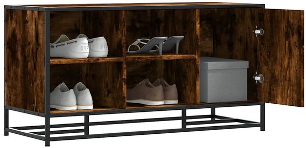 vidaXL Schuhbank Räuchereiche 100x40x53,5 cm Holzwerkstoff und Metall 849216