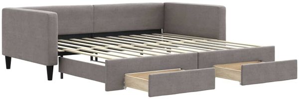 vidaXL Tagesbett Ausziehbar mit Schubladen Taupe 100x200 cm Stoff 3196622 Bild 2