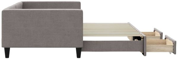 vidaXL Tagesbett Ausziehbar mit Schubladen Taupe 100x200 cm Stoff 3196622 Bild 4