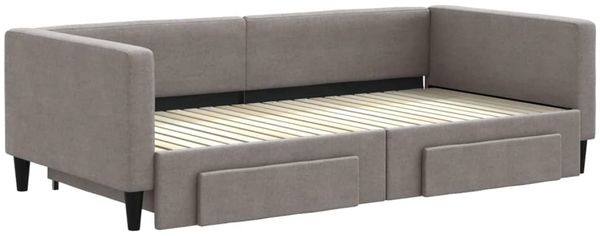 vidaXL Tagesbett Ausziehbar mit Schubladen Taupe 100x200 cm Stoff 3196622 Bild 3