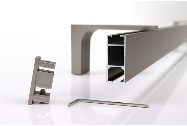 Deco-Raum® Gardinenschiene Innenlauf Loft | Länge: 150cm | Befestigung: Deckenträger | Material: Aluminium | Farbe: Edelstahl optik Bild 7