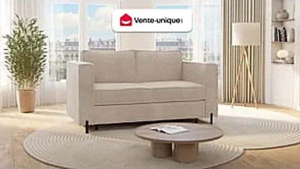 Vente-unique - ELORYA Sofa Stoff Beige - B 223 cm95 cm x H 95 cm x L 198 cm