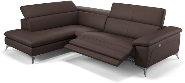 Sofanella Ledercouch STELLA Ledersofa Ecksofa Wohnlandschaft in Braun