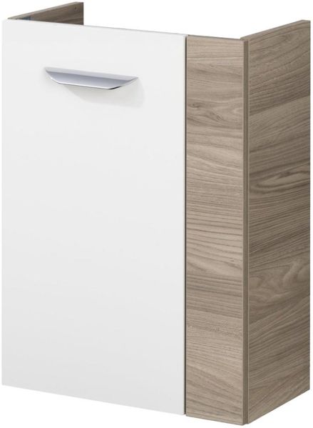 FACKELMANN SBC LUXOR Waschbeckenunterschrank Gäste WC 45 cm breit, Weiß/Braun hell, Türanschlag links