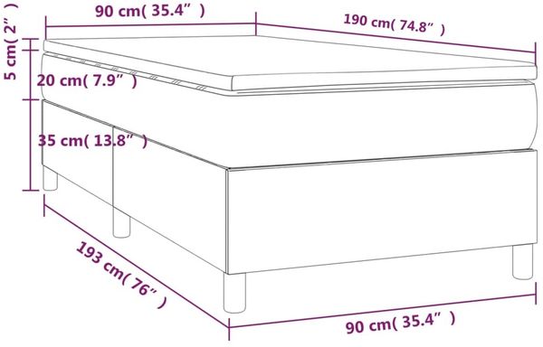 vidaXL Boxspringbett mit Matratze Blau 90x190 cm Stoff 3144488 Bild 10