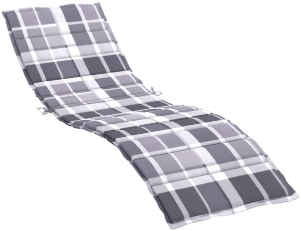 vidaXL '314232' Sonnenliegen-Auflage, Karomuster, Oxford-Gewebe, Grau, 200 x 70 x 3 cm