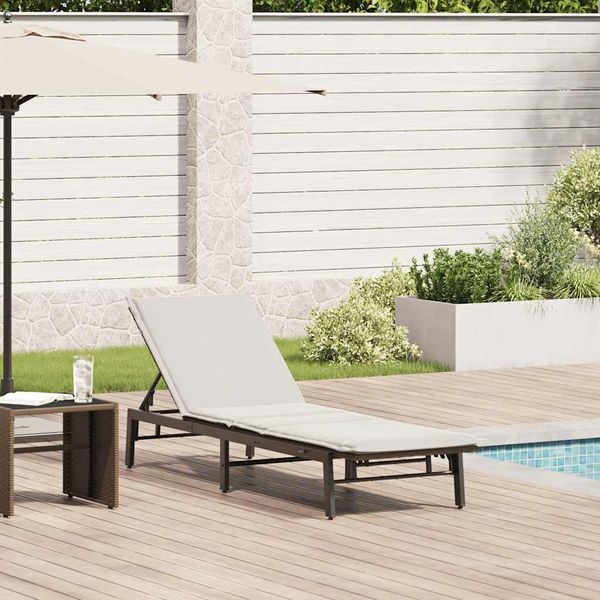 vidaXL Sonnenliege mit Auflage Braun Poly Rattan 4104080