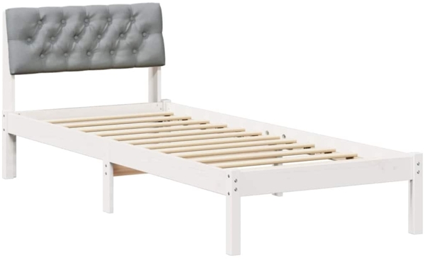 vidaXL Bettgestell Weiß und Hellgrau 75 x 190 cm Massivholz Kiefer 878653
