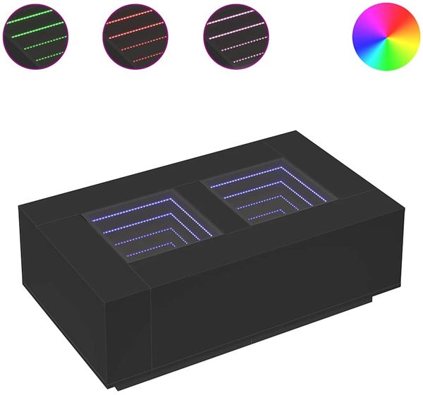 Couchtisch, Sofatisch mit Infinity-LED Schwarz 116x69x40 cm