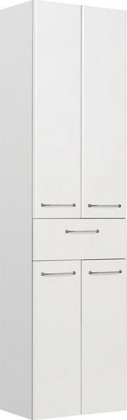 Saphir Hochschrank Quickset Badschrank 50 cm breit, 4 Türen, 1 Schublade, 3 Einlegeböden Badezimmer-Hochschrank inkl. Türdämpfer, Griffe in Chrom glänzend