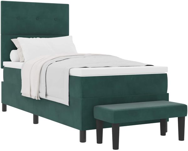 vidaXL Boxspringbett mit Matratze Dunkelgrün 90 x 190 cm Samt 3344483